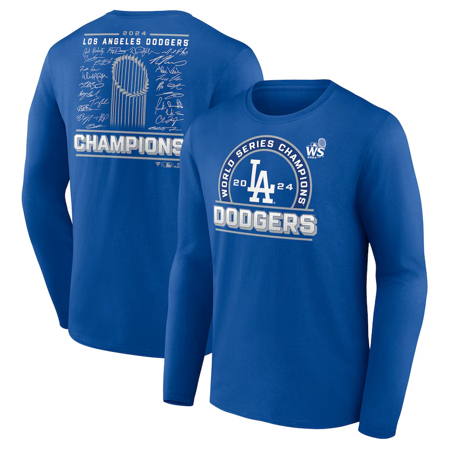 Men Los Angeles Dodgers 2024 MLB World Series Champions blue T shirts style 7->ncaa teams->NCAA Jersey
